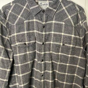 Lucky Brand Charcoal and White Plaid Flannel Shirt Men’s Size Medium
